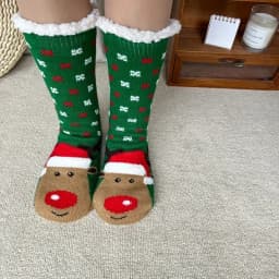 Fuzzy Fluffy Sock Women Winter Christmas Gift Warm Plush Non slip Home Sleeping Soft Female Floor Thermal Slipper Sock Snowflake