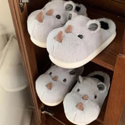 Cute Fun Rhinoceros Design Women Winter new Slippers Casual Soft Heel Platform Fur Warm Indoor Comfortable Man Home Slippers