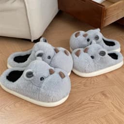 Cute Fun Rhinoceros Design Women Winter new Slippers Casual Soft Heel Platform Fur Warm Indoor Comfortable Man Home Slippers