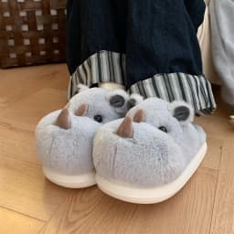 Cute Fun Rhinoceros Design Women Winter new Slippers Casual Soft Heel Platform Fur Warm Indoor Comfortable Man Home Slippers