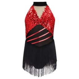 Kids Girls Cha-cha Salsa Latin Dance Costume Shiny Sequins Halter Sleeveless Mesh Tassels Leotard Jazz Tango Samba Rumba Outfits