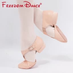 Genuine Leather Stretch Jazz Dance Shoes For Women T Strap Ballet Lyrical Dancing Shoe Teachers's Dance Sandals Excercise Shoe