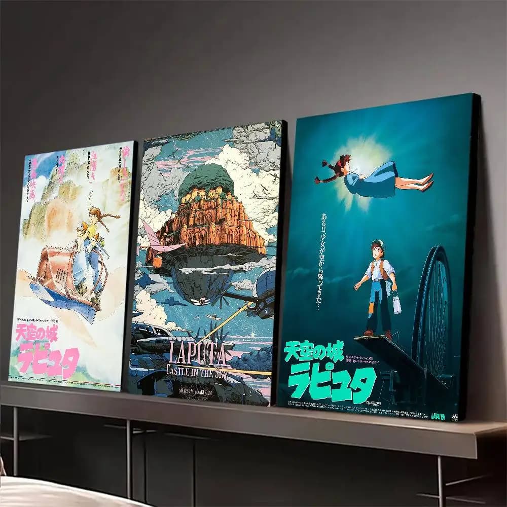 L-Laputa C-Castles_Sky Cartoon Classic Anime Poster Gallery Prints Self Adhesive Home Decor Decoration Wall Decals Living S