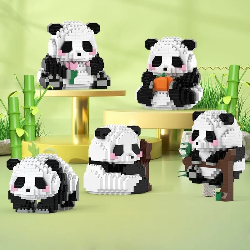 NEW 18 Styles Panda Micro Blocks Building Set Cute Panda Animal Models Kit DIY Assembly Bricks Kids Birthday Christmas Gift