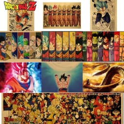 Anime Dragon Ball Retro Kraft Paper 16*12in Dragon Ball Characte Colours Notice Poster Wall Bedroom Bar Decor Photo Props Gifts