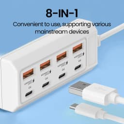 8 in 1 USB Electrical Socket 25W Fast Charging Power Outlet Adapter Docking Stations USB Splitter Converter USB Extension Socket