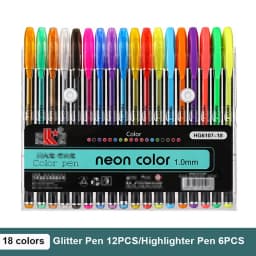 12/24Pcs Metallic Glitter Colors Gel Pens For School Office Adult Coloring Book Journals Drawing Art Markers Promotion Pen