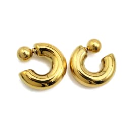 2025 New Fashion Exaggerated Earrings for Women 16K Gold Silver Plated Chunky Ball C Hoop Shaped Earring Stainless Steel Jewelry