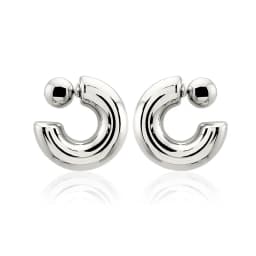 2025 New Fashion Exaggerated Earrings for Women 16K Gold Silver Plated Chunky Ball C Hoop Shaped Earring Stainless Steel Jewelry