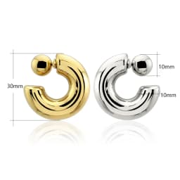 2025 New Fashion Exaggerated Earrings for Women 16K Gold Silver Plated Chunky Ball C Hoop Shaped Earring Stainless Steel Jewelry