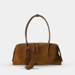 2027 Hot Sale Chic Tassel Design Women Armpit Shoulder Bag Caramel Coffee Color High-end Suede Cow Leather Women Handbag Winter