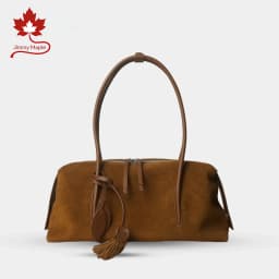2027 Hot Sale Chic Tassel Design Women Armpit Shoulder Bag Caramel Coffee Color High-end Suede Cow Leather Women Handbag Winter