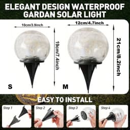Solar Cracked Glass Ball Lights Outdoor, IP65 Waterproof Color Changing LED Garden Globe Decor for Pathway, Lawn, Patio and Yard