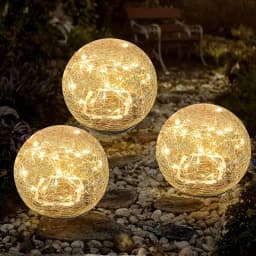Solar Cracked Glass Ball Lights Outdoor, IP65 Waterproof Color Changing LED Garden Globe Decor for Pathway, Lawn, Patio and Yard