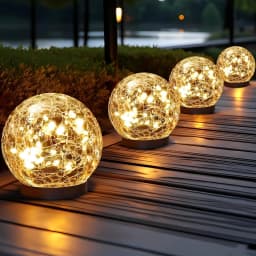 Solar Cracked Glass Ball Lights Outdoor, IP65 Waterproof Color Changing LED Garden Globe Decor for Pathway, Lawn, Patio and Yard