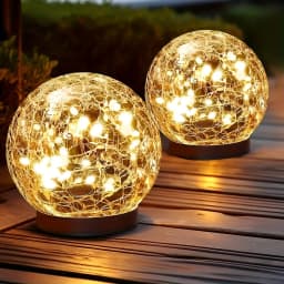 Solar Cracked Glass Ball Lights Outdoor, IP65 Waterproof Color Changing LED Garden Globe Decor for Pathway, Lawn, Patio and Yard