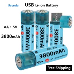 2025 New AA Li-ion Battery USB AA Rechargeable Battery Fast Charge Over 1000 Cycle Works for Cameras, Toys, Remote controls,Toys