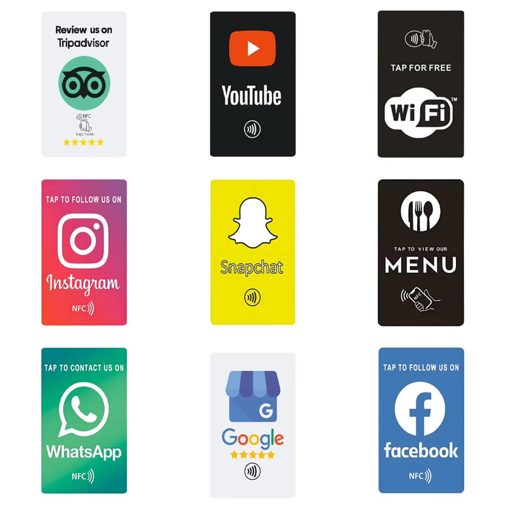 Universal NFC Google Review Cards Facebook Instagam for iPhone/Android Tap URL Writing Social Business Review Cards