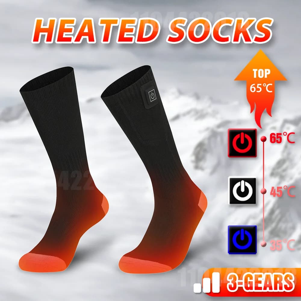 Rechargeable Thermal Heating Socks with Battery Box Men Women Anti-Cold Comfort Outdoor Camping Ski Sports Winter Essential
