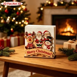 Santa Claus Wooden Napkin Holder Christmas Table Decor Desktop Tissue Storage Rack Xmas Party Dining Room Tabletop Decorations