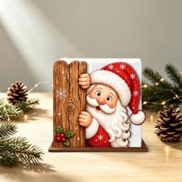 Santa Claus Wooden Napkin Holder Christmas Table Decor Desktop Tissue Storage Rack Xmas Party Dining Room Tabletop Decorations
