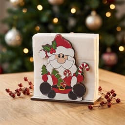 Santa Claus Wooden Napkin Holder Christmas Table Decor Desktop Tissue Storage Rack Xmas Party Dining Room Tabletop Decorations