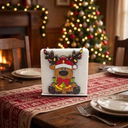 Santa Claus Wooden Napkin Holder Christmas Table Decor Desktop Tissue Storage Rack Xmas Party Dining Room Tabletop Decorations