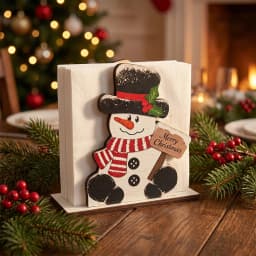 Santa Claus Wooden Napkin Holder Christmas Table Decor Desktop Tissue Storage Rack Xmas Party Dining Room Tabletop Decorations
