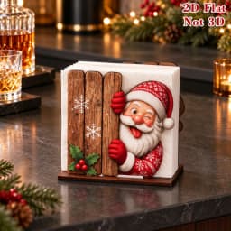 Santa Claus Wooden Napkin Holder Christmas Table Decor Desktop Tissue Storage Rack Xmas Party Dining Room Tabletop Decorations