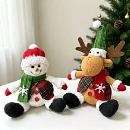 Christmas Tree Plush Hanging Ornaments Santa Snowman Reindeer Doll Pendants Tartan Cloth Xmas Home Holiday Party Decoration Gift