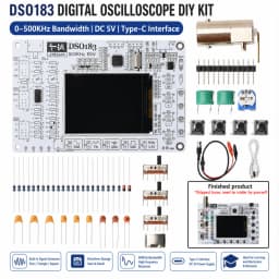DSO183 DC 5V Digital Oscilloscope DIY Kit, 0–500 kHz Oscilloscope Electronics Soldering Kit, Type-C Connector