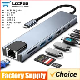 USB C Hub 7/8 in 1 4K HDMI Adapter Splitter with RJ45 USB3.0 2.0 SD/TF Card Reader PD Fast Charge for PC MacBook Notebook Laptop