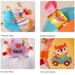 Baby Rattles Toys Soft Plush Hand Rattles Hand Grip Ball Animal Pattern Rattles Shaker for 3 6 9 12 Months Plush Vocal Toy