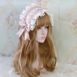 Lolita Ruffled Headband Sweet Star Embroidery Lace Ribbon Bow Hairband with Hairpins Anime Maid Cosplay Headdress