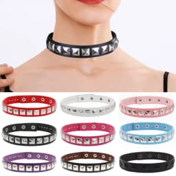 Punk Black Women PU Leather Square Rivets Choker Collar Necklace Hip Hop Female Girls Party Jewelry 2026 Neck Accessories