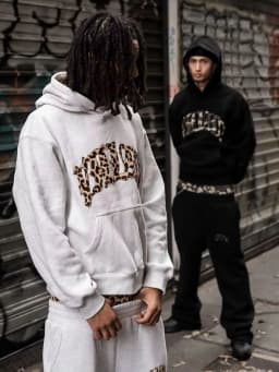 Y2K leopard Fashion High street print letter embroidered men sportswear suit casual American retro hoodie trend loose clothing