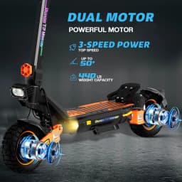 Electric Scooter 2400W Dual Motor, 52V 20.8Ah Battery, 40 Miles Range, 10" Off-Road Tires, Oil Disc Brake