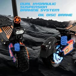 Electric Scooter 2400W Dual Motor, 52V 20.8Ah Battery, 40 Miles Range, 10" Off-Road Tires, Oil Disc Brake