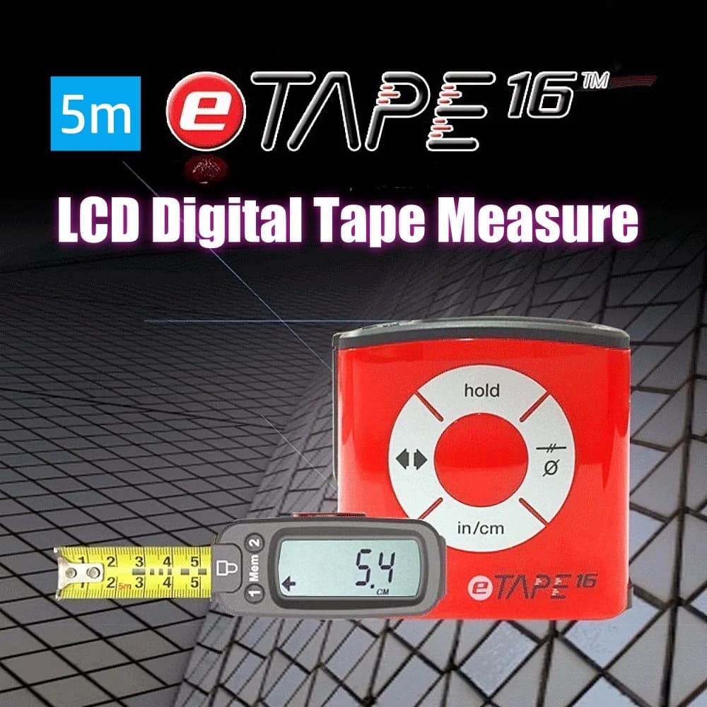 ETAPE16 Digital Tape Measure Electronic Ruler LCD 5-Meter Measuring Tool Stainless Steel Metric Imperial Switch Measuring Ruler