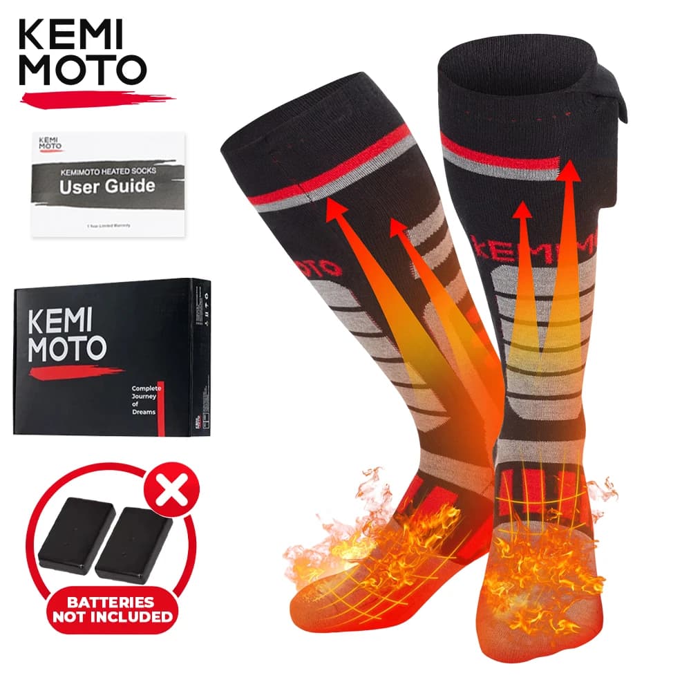 KEMIMOTO Replacement Heated Socks Thickened Unisex Winter Outdoor Warm Socks Battery Not Included Motorcycle Riding