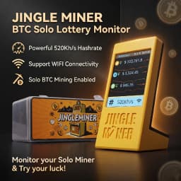 Jingle Miner BTC Solo Lottery Monitor 520Kh/s 1W Bitcoin Miner WIFI Brand NEW 10mV Hashrate Crypto Machine Lucky MinerIn Stock