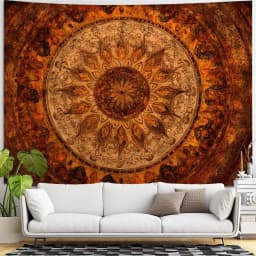 VIKAMA Bohemian Sun Tapestry For Bedroom, Living Room And Dorm, Retro Orange Brown Mandala Wall Hanging, Boho Home Decoration