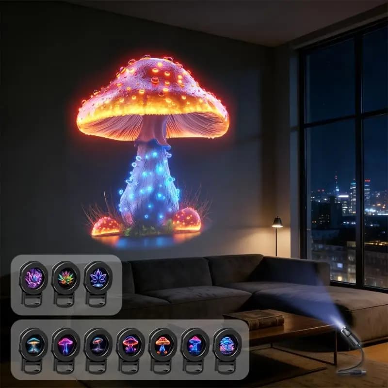 LED USB Mushroom Projection Light Dreamy Leaf And Starry Sky Projector Lamp Decorative Light For Ceiling Wall Night Light