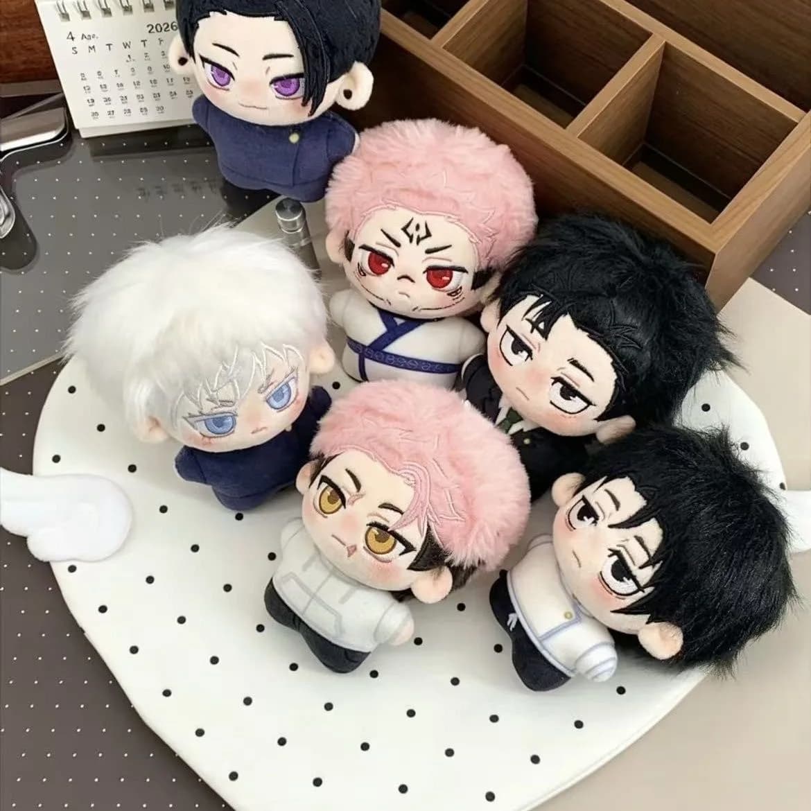 10cm Printed Anime Character Plush Doll, Fan Made Cartoon Figure Pendant, Cute Stuffed Keychain Ornament