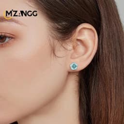 Original Natural Jadeite Blue Water Lotus Earrings 925 Silver Inlaid with Ice Jade Petals Exquisite Fashion Women's Jewelry Gift