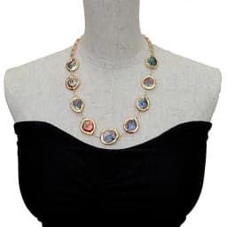 KKGEM Freshwater Cultured Black Pearl Coin Shape Gold Color Plated Wrap Necklace 21"