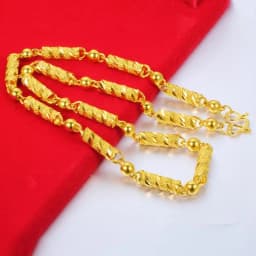 18K Gold Color Real Gold Plated Necklace Golden Necklace Domineering Fashion Trendy 24K 999 Men's Gilding Necklace Pendant Gifts