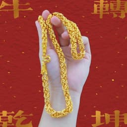 18K Gold Color Real Gold Plated Necklace Golden Necklace Domineering Fashion Trendy 24K 999 Men's Gilding Necklace Pendant Gifts
