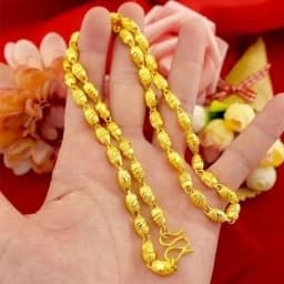 18K Gold Color Real Gold Plated Necklace Golden Necklace Domineering Fashion Trendy 24K 999 Men's Gilding Necklace Pendant Gifts