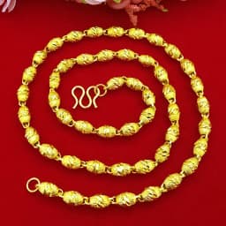 18K Gold Color Real Gold Plated Necklace Golden Necklace Domineering Fashion Trendy 24K 999 Men's Gilding Necklace Pendant Gifts